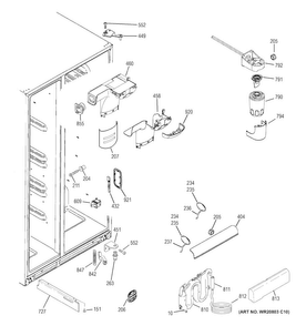 Fresh Food Section Diagram and Parts List for CZS22MSKEHSS  General Electric Refrigerator