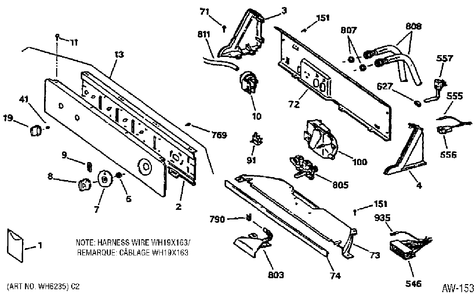 Part Location Diagram of WH42X10094 GE DISCONTINUED