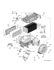 Heat Pump And Filter Assembly Diagram and Parts List for PFQ83HSSW0WW  General Electric Air Conditioner