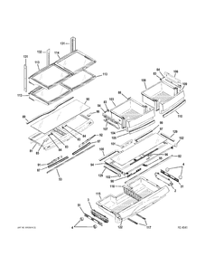 FF SHEVLES Diagram and Parts List for ZFGP21HZJSS  General Electric Refrigerator