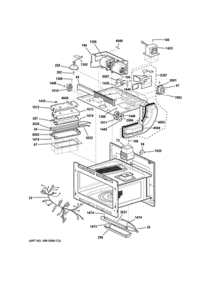 Interior Parts 2 Diagram and Parts List for ZSC1001J4SS  General Electric Microwave