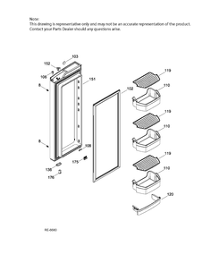 FF DOOR RIGHT Diagram and Parts List for CFE24SSKAKSS  General Electric Refrigerator