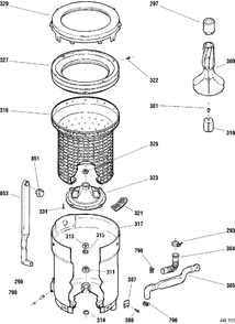 TUB, BASKET & AGITATOR Diagram and Parts List for MNSR1060W0WW  General Electric Washer