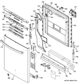 Escutcheon & Door Assembly Diagram and Parts List for PDT760SSJ7SS  General Electric Dishwasher