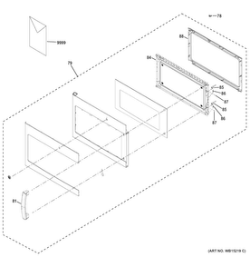 Door Parts Diagram and Parts List for JVM6172SF1SS  General Electric Microwave
