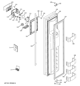 FREEZER DOOR Diagram and Parts List for ZISS480DRKSS  General Electric Refrigerator