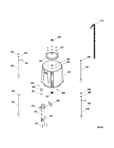 TUB & BASKET Diagram and Parts List for BBRE1065H0WW  General Electric Washer