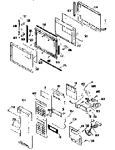 Microwave Door And Control Panel Diagram and Parts List for JKP65WP1  General Electric Microwave Oven Combo