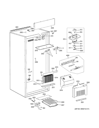 Cabinet 1 Diagram and Parts List for ZIF360NNBLH  General Electric Freezer
