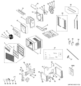 Room Air Conditioner Diagram and Parts List for AEH18DVL1  General Electric Air Conditioner