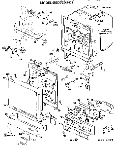 Tub/front/control Panel Diagram and Parts List for GSD700D-01  General Electric Dishwasher
