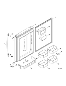 FF DOOR Diagram and Parts List for PDRS0MBXALSS  General Electric Refrigerator
