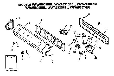 Backsplash Diagram and Parts List for WWA5600RBLWW  General Electric Washer
