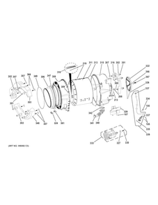 Tub & Motor Diagram and Parts List for GFWN1600J1WW  General Electric Washer