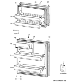 DOORS Diagram and Parts List for HTN17CBDDLWW  General Electric Refrigerator