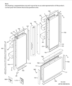 DOORS Diagram and Parts List for ZIP360NHA  General Electric Refrigerator