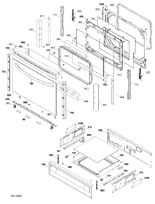 DOOR & DRAWER Diagram and Parts List for JCSP42DR4WW  General Electric Range