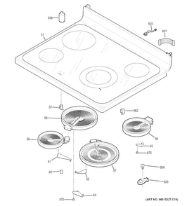 Cooktop Diagram and Parts List for JBS60DK1WW  General Electric Range