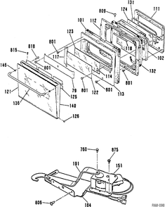DOOR ASSEMBLY Diagram and Parts List for JCKP14WR2  General Electric Range