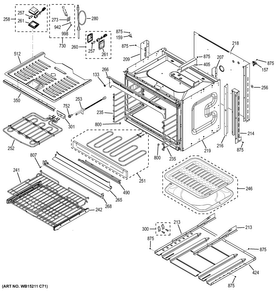 Lower Oven Diagram and Parts List for CT9550SH1SS  General Electric Wall Oven