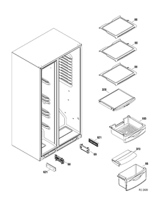 FF SHELVES Diagram and Parts List for GSR23YBTASS  General Electric Refrigerator