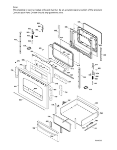 DOOR & DRAWER PARTS Diagram and Parts List for JCB710SP2SS  General Electric Range