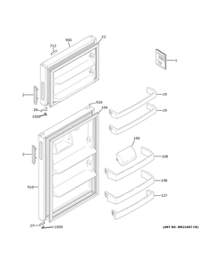 Doors Diagram and Parts List for HPS18BTNGRWW  General Electric Refrigerator