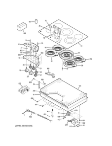 CONTROL PANEL & COOKTOP Diagram and Parts List for PP7030DJ2BB  General Electric Cooktop