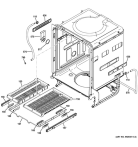Body Parts Diagram and Parts List for CDT765SSF1SS  General Electric Dishwasher