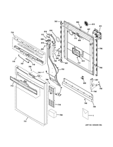 Escutcheon And Door Assembly 1 Diagram and Parts List for PDP715SYN8FS  General Electric Dishwasher