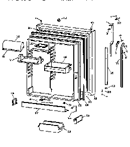 Fresh Food Door Diagram and Parts List for TBX2222QAYERAA  General Electric Refrigerator