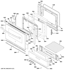 Door And Drawer Parts Diagram and Parts List for JGBS30DEK5WW  General Electric Range