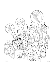 MOTOR & TUB Diagram and Parts List for GCRH410H1WW  General Electric Washer