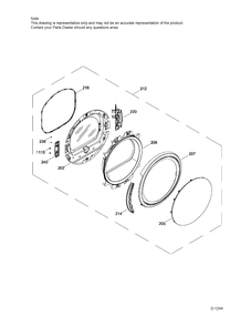DOOR ASM Diagram and Parts List for GFD45ESMK0DG  General Electric Dryer