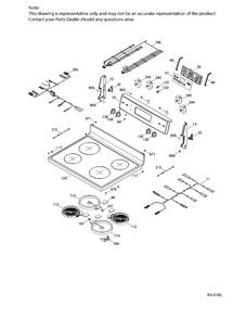CONTROL PANEL & COOKTOP Diagram and Parts List for JCB635SK1SS  General Electric Range
