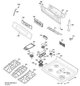 CONTROL PANEL & COOKTOP Diagram and Parts List for PCGB940SEF1SS  General Electric Range