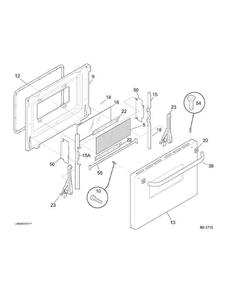 DOOR Diagram and Parts List for GRMF2150KM1  General Electric Range