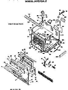 Lower Oven Diagram and Parts List for JKP27GJ3  General Electric Wall Oven