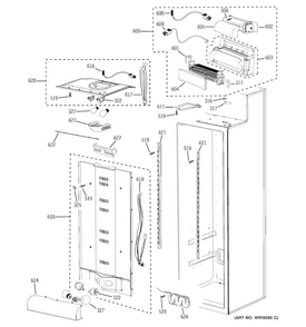 Fresh Food Section Diagram and Parts List for PSB42LSRBV  General Electric Refrigerator
