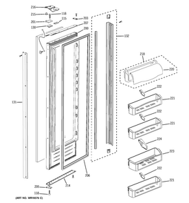 Fresh Food Door Diagram and Parts List for PSB42YPHASV  General Electric Refrigerator