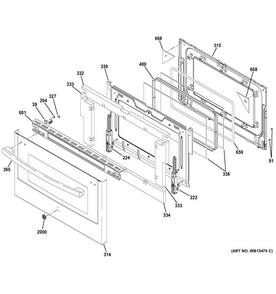 Lower Door Diagram and Parts List for PGB960SEJ3SS  General Electric Range