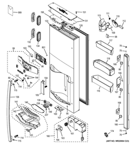 Dispenser Door Diagram and Parts List for PFE28RSHHSS  General Electric Refrigerator