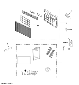 Room Air Conditioner Diagram and Parts List for AWCS12WWB1  General Electric Air Conditioner