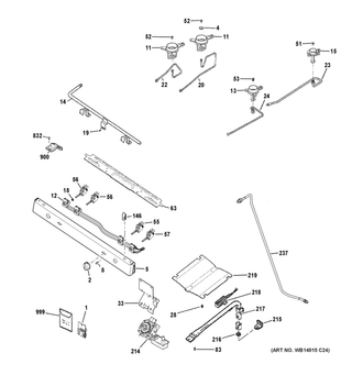 Gas & Burner Parts Diagram and Parts List for XGBS400DM1BB  General Electric Cooktop