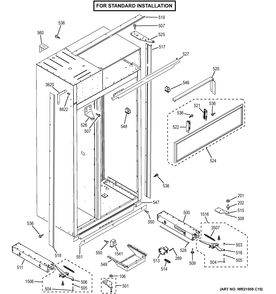 CASE PARTS - STANDARD Diagram and Parts List for ZIS420NHC  General Electric Refrigerator