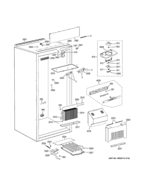 CABINET 1 Diagram and Parts List for ZIFS360NHBLH  General Electric Freezer