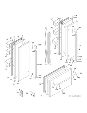 DOORS Diagram and Parts List for ZIPP360NHCSS  General Electric Refrigerator
