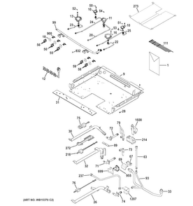 Gas & Burner Parts Diagram and Parts List for JGB850DEF2WW  General Electric Range