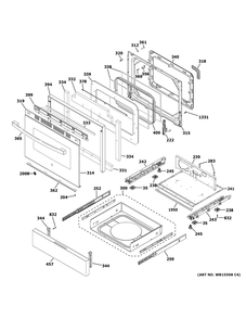 Door And Drawer Parts Diagram and Parts List for JGSS66FEL3DS  General Electric Range