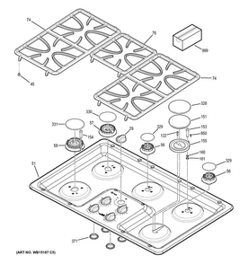 Control Panel & Cooktop Diagram and Parts List for PGP966SET4SS  General Electric Cooktop